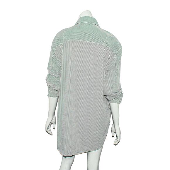 THE ANDAMANE Women's Oversize Stripe Georgiana Shirt White Gray 40 - Picture 5 of 11